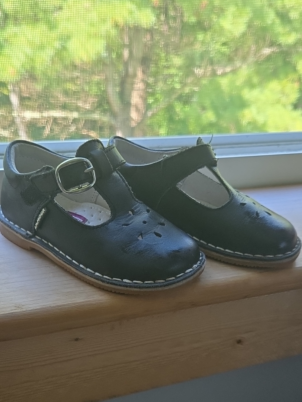 Kids Black Mary Jane Leather Shoes